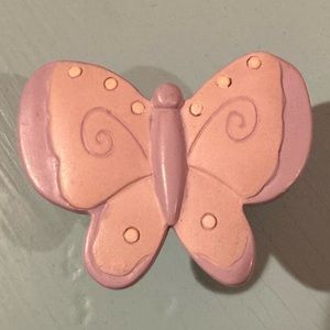 Butterfly drawer knob pull nursery baby girl room kids line pink purple ceramic